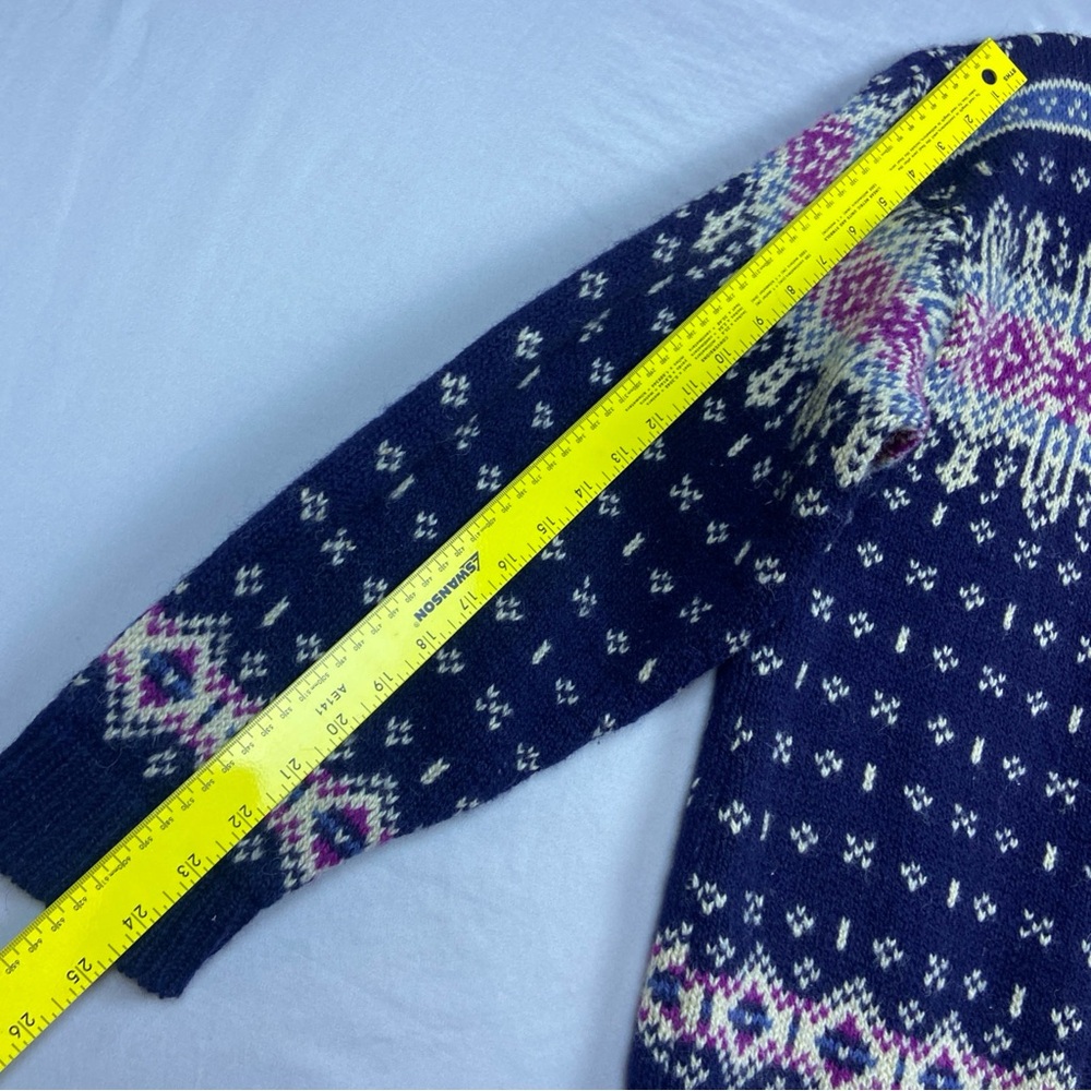 Vintage LL Bean Sweater Women’s Large Wool Fair Isle Nordic Cardigan USA Made - Picture 7 of 9